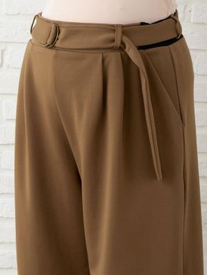 マタニティ パンツ|【産前産後対応】フロントインできる楽ちんポンチワイドパンツ【出産後も長く使える】