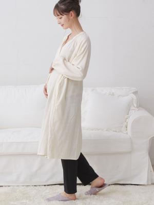 マタニティ パジャマ・ルームウェア|【授乳しやすい】【産前産後対応パンツ付き】Wガーゼパジャマ＆産前産後レギンス|アイボリー
