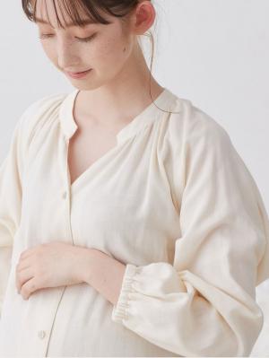 マタニティ パジャマ・ルームウェア|【授乳しやすい】【産前産後対応パンツ付き】Wガーゼパジャマ＆産前産後レギンス|アイボリー