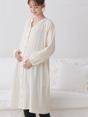 マタニティ パジャマ・ルームウェア|【授乳しやすい】【産前産後対応パンツ付き】Wガーゼパジャマ＆産前産後レギンス|アイボリー