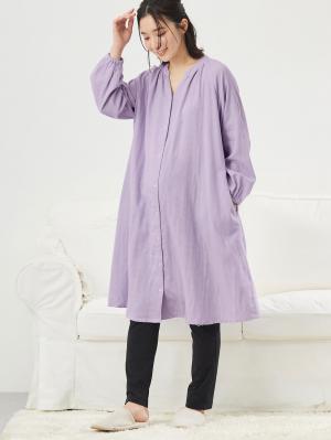 マタニティ パジャマ・ルームウェア|【授乳しやすい】【産前産後対応パンツ付き】Wガーゼパジャマ＆産前産後レギンス|グレイッシュパープル