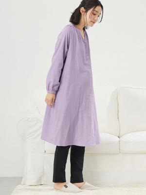 マタニティ パジャマ・ルームウェア|【授乳しやすい】【産前産後対応パンツ付き】Wガーゼパジャマ＆産前産後レギンス|グレイッシュパープル