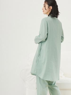 マタニティ パジャマ・ルームウェア|【授乳しやすい】ダブルガーゼシンプルパジャマ【産前産後対応パンツ付】|ミントグリーン
