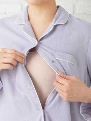 マタニティ パジャマ・ルームウェア|【授乳しやすい】ダブルガーゼシンプルパジャマ【産前産後対応パンツ付】