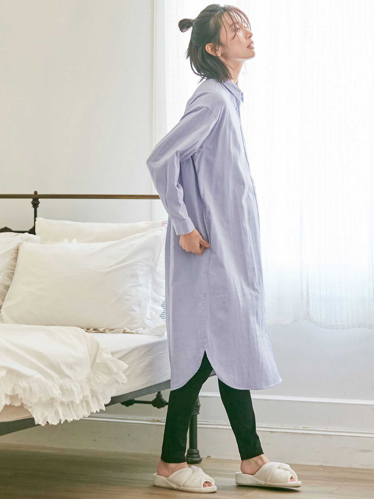 マタニティ パジャマ ルームウェア 部屋着 授乳しやすい ダブルガーゼシャツワンピ レギンスセット マタニティウェア 授乳服通販 エンジェリーベ 公式