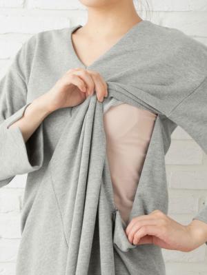 マタニティ ワンピース|裏毛Vネックマキシワンピース マタニティ・授乳服【出産後も長く使える】