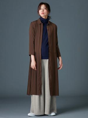 アウトレット|【産前産後対応】フロントインできる楽ちん裏毛サイドスリットロングパンツ【出産後も長く使える】|杢グレー