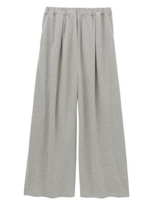 アウトレット|【産前産後対応】フロントインできる楽ちん裏毛サイドスリットロングパンツ【出産後も長く使える】|杢グレー