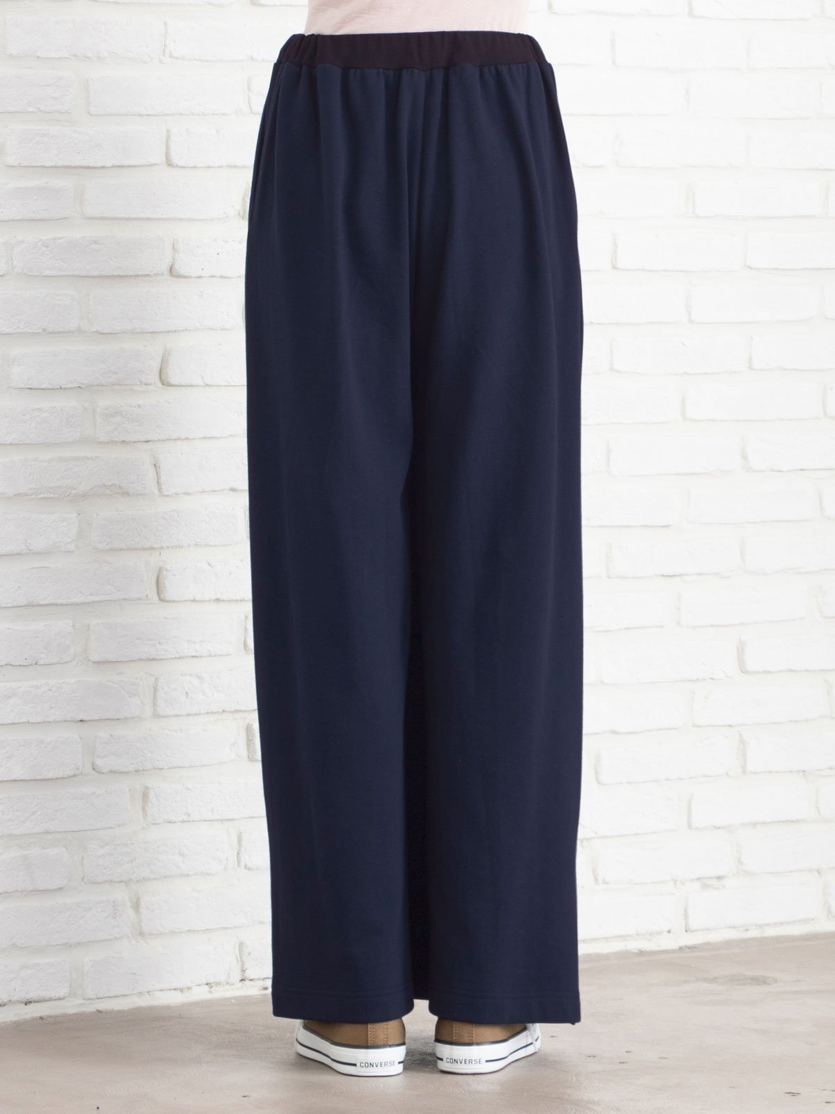 アウトレット|【産前産後対応】フロントインできる楽ちん裏毛サイドスリットロングパンツ【出産後も長く使える】