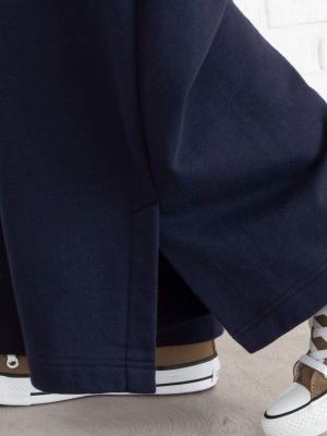 アウトレット|【産前産後対応】フロントインできる楽ちん裏毛サイドスリットロングパンツ【出産後も長く使える】