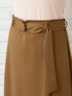 マタニティ ワンピース|【セット】ポンチプルオーバー＆ベルト付ロングスカート　マタニティ・授乳服【出産後も長く使える】