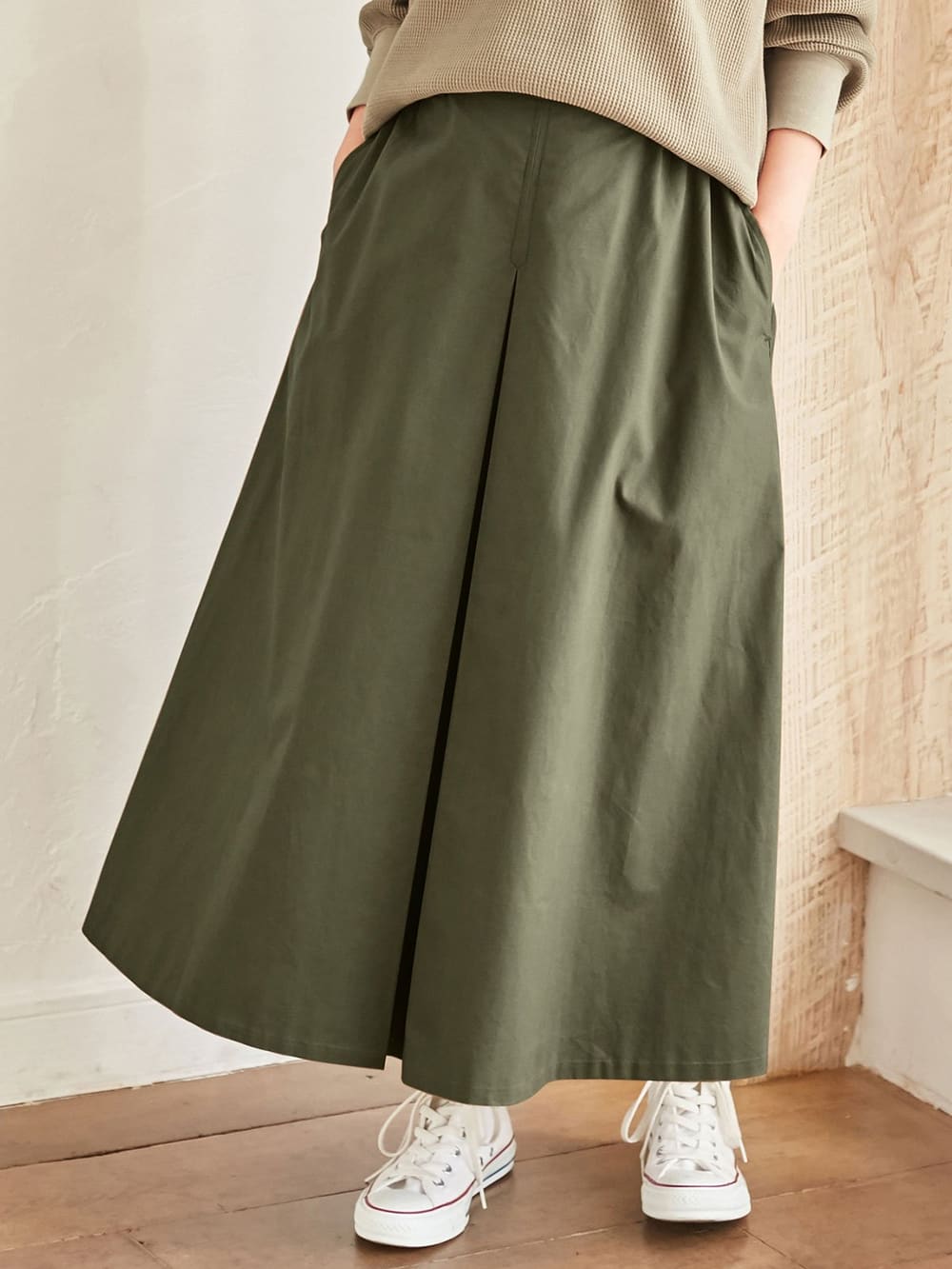 マタニティ スカート 産前産後対応 フロントタックチノロングスカート マタニティウェア 授乳服通販 エンジェリーベ 公式