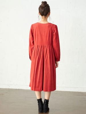 マタニティ ワンピース|コーデュロイギャザーワンピース　マタニティ・授乳服