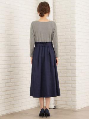 アウトレット|ベルト付きドッキングワンピース　マタニティ・授乳服【出産後も長く使える】