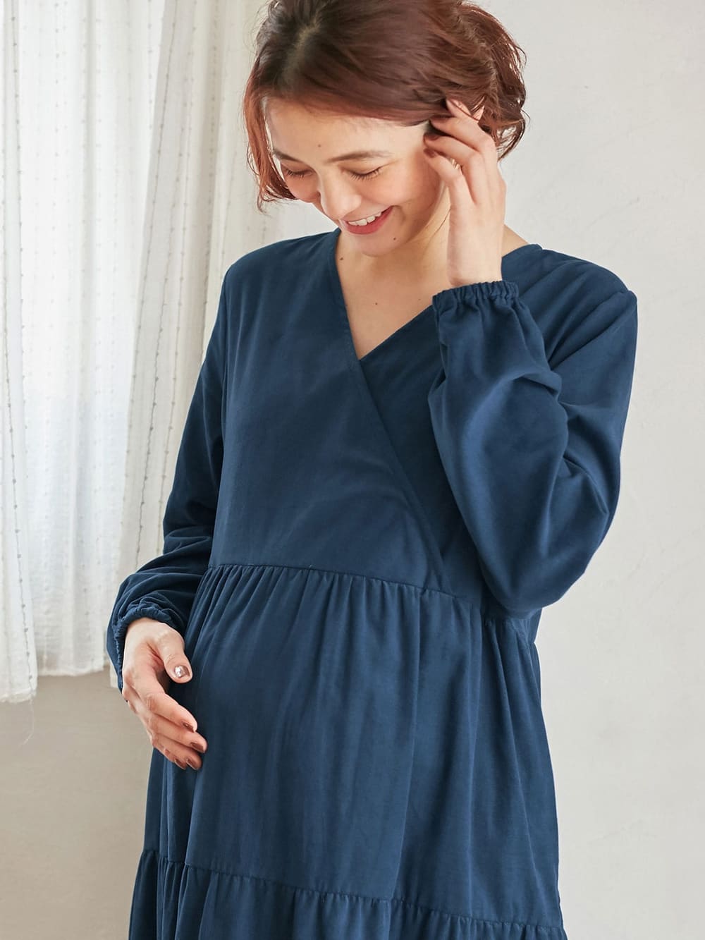 マタニティ ワンピース 授乳しやすい コーデュロイカシュクールワンピース マタニティウェア 授乳服通販 エンジェリーベ 公式