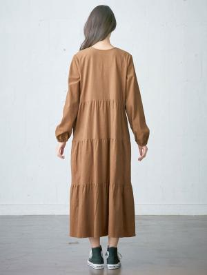 アウトレット|コーデュロイカシュクールワンピース　マタニティ・授乳服【出産後も長く使える】