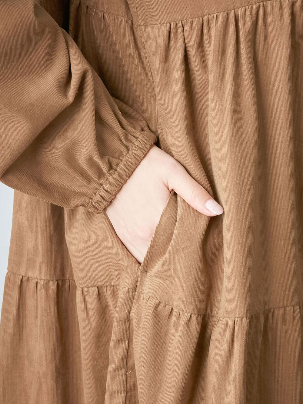 アウトレット|コーデュロイカシュクールワンピース　マタニティ・授乳服【出産後も長く使える】