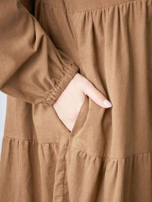 アウトレット|コーデュロイカシュクールワンピース　マタニティ・授乳服【出産後も長く使える】