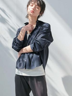 マタニティ トップス|【あったか～い。冬支度セール対象】産前産後プレーンシャツ　マタニティ・授乳服【出産後も長く使える】|ネイビー