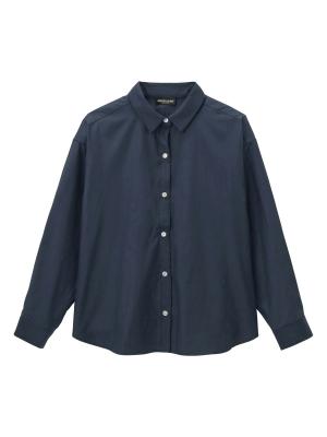 マタニティ トップス|【あったか～い。冬支度セール対象】産前産後プレーンシャツ　マタニティ・授乳服【出産後も長く使える】|ネイビー