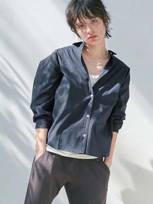 マタニティ トップス|【あったか～い。冬支度セール対象】産前産後プレーンシャツ　マタニティ・授乳服【出産後も長く使える】|ネイビー