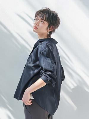 マタニティ トップス|【あったか～い。冬支度セール対象】産前産後プレーンシャツ　マタニティ・授乳服【出産後も長く使える】|ネイビー