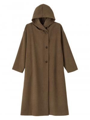 マタニティ アウター（コート）・ママコート|【産前産後対応】フード付ママコート|モカベージュ