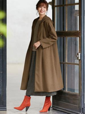 マタニティ アウター（コート）・ママコート|【産前産後対応】フード付ママコート|モカベージュ