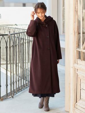 マタニティ アウター（コート）・ママコート|【産前産後対応】フード付ママコート|チェリーブラウン
