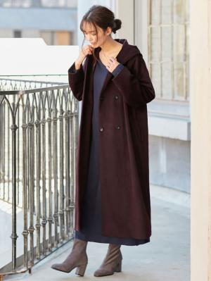 マタニティ アウター（コート）・ママコート|【産前産後対応】フード付ママコート|チェリーブラウン