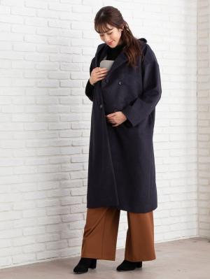 マタニティ アウター（コート）・ママコート|【産前産後対応】フード付ママコート