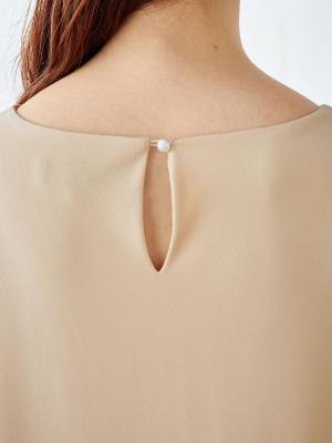 マタニティ ワンピース|ギャザー＆フレアーローウェストきれいめソフトポンチワンピース　マタニティ・授乳服【出産後も長く使える】