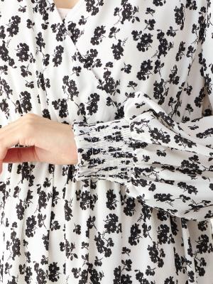 マタニティ ワンピース|カシュクールネックポケット付ロングワンピース　マタニティ・授乳服【出産後も長く使える】