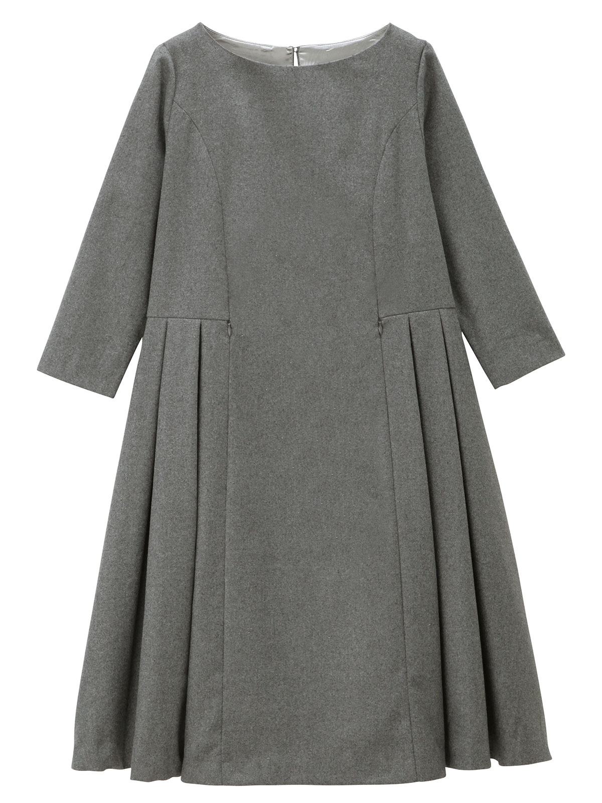 マタニティ ワンピース|ツイードライク サイドタックフレアワンピース　マタニティ・授乳服|杢グレー