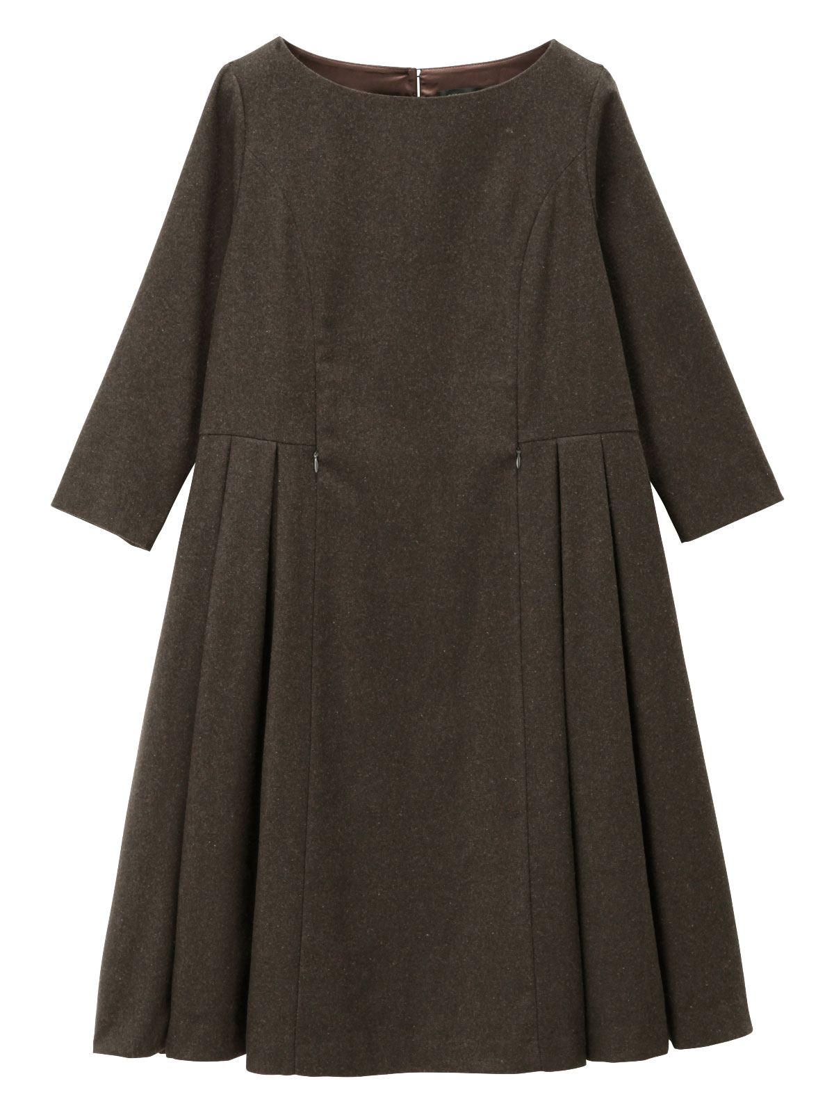 マタニティ ワンピース|ツイードライク サイドタックフレアワンピース　マタニティ・授乳服|ブラウン