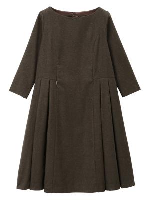 マタニティ ワンピース|ツイードライク サイドタックフレアワンピース　マタニティ・授乳服|ブラウン