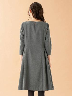 マタニティ ワンピース|ツイードライク サイドタックフレアワンピース　マタニティ・授乳服