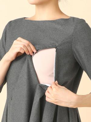 マタニティ ワンピース|ツイードライク サイドタックフレアワンピース　マタニティ・授乳服