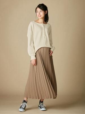 アウトレット|【セット】タートルネックサイドスリットワンピース＆産後も使えるプリーツスカート　マタニティ・授乳服