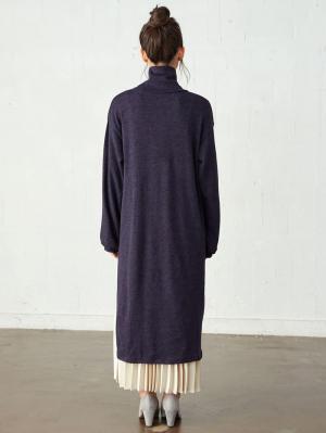アウトレット|【セット】タートルネックサイドスリットワンピース＆産後も使えるプリーツスカート　マタニティ・授乳服