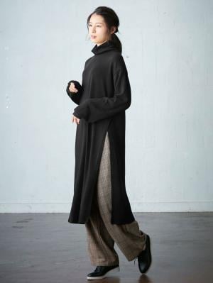 アウトレット|【セット】タートルネックサイドスリットワンピース＆産後も使えるプリーツスカート　マタニティ・授乳服