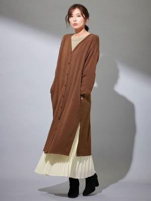マタニティ ワンピース|【2WAY】前後2WAYロングカーディガンワンピース マタニティ・授乳服|ブラウン