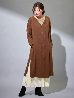 マタニティ ワンピース|【2WAY】前後2WAYロングカーディガンワンピース マタニティ・授乳服|ブラウン