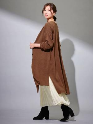 マタニティ ワンピース|【2WAY】前後2WAYロングカーディガンワンピース マタニティ・授乳服|ブラウン