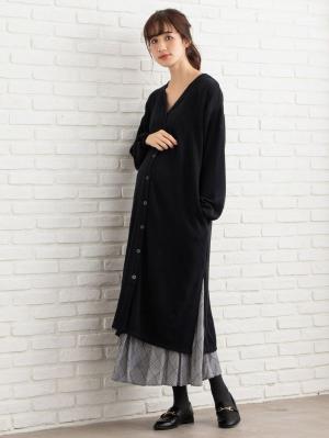 マタニティ ワンピース|【2WAY】前後2WAYロングカーディガンワンピース マタニティ・授乳服|ブラック