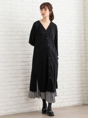 マタニティ ワンピース|【2WAY】前後2WAYロングカーディガンワンピース マタニティ・授乳服|ブラック