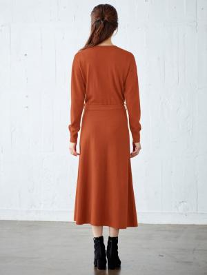 マタニティ ワンピース|ウエスト切替ニットフレアワンピース　マタニティ・授乳服【出産後も長く使える】