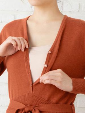 マタニティ ワンピース|ウエスト切替ニットフレアワンピース　マタニティ・授乳服【出産後も長く使える】