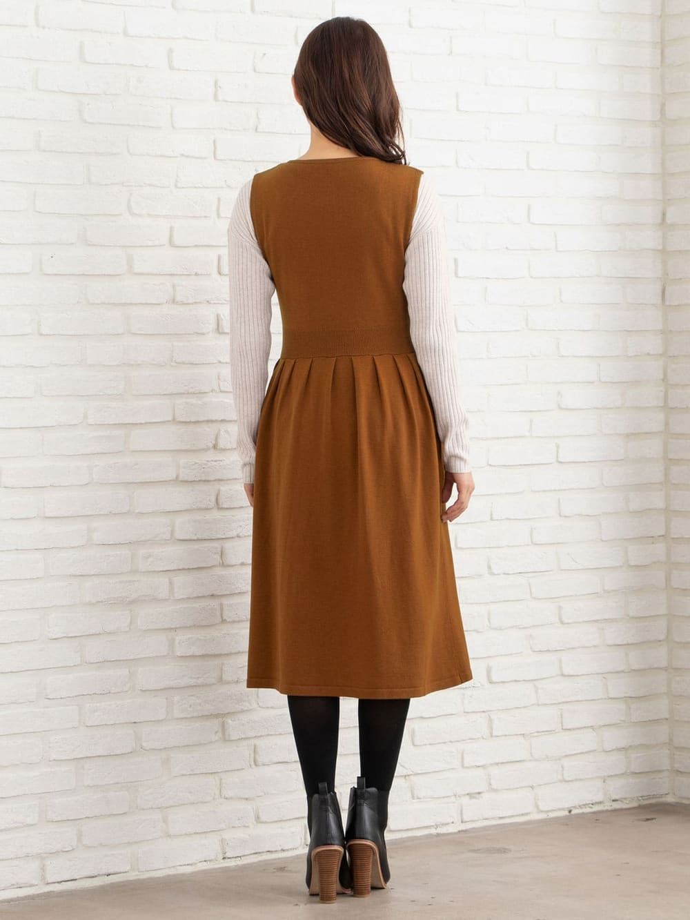 マタニティ ワンピース|リブニットトップス＆ニットジャンパースカートセット　マタニティ・授乳服【出産後も長く使える】