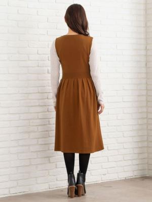 マタニティ ワンピース|リブニットトップス＆ニットジャンパースカートセット　マタニティ・授乳服【出産後も長く使える】